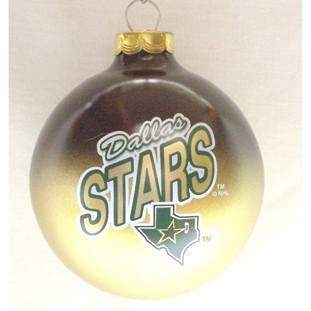 DALLAS STARS ORNAMENT BLOWN GLASS CHRISTMAS NHL HOCKEY 2-TONE ORNAMENT